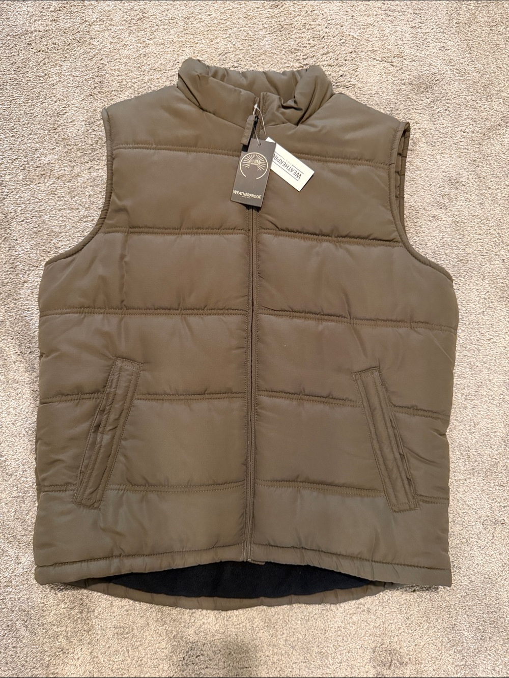 Weatherproof Men's Quilted Puffer Vest in Olive Green
